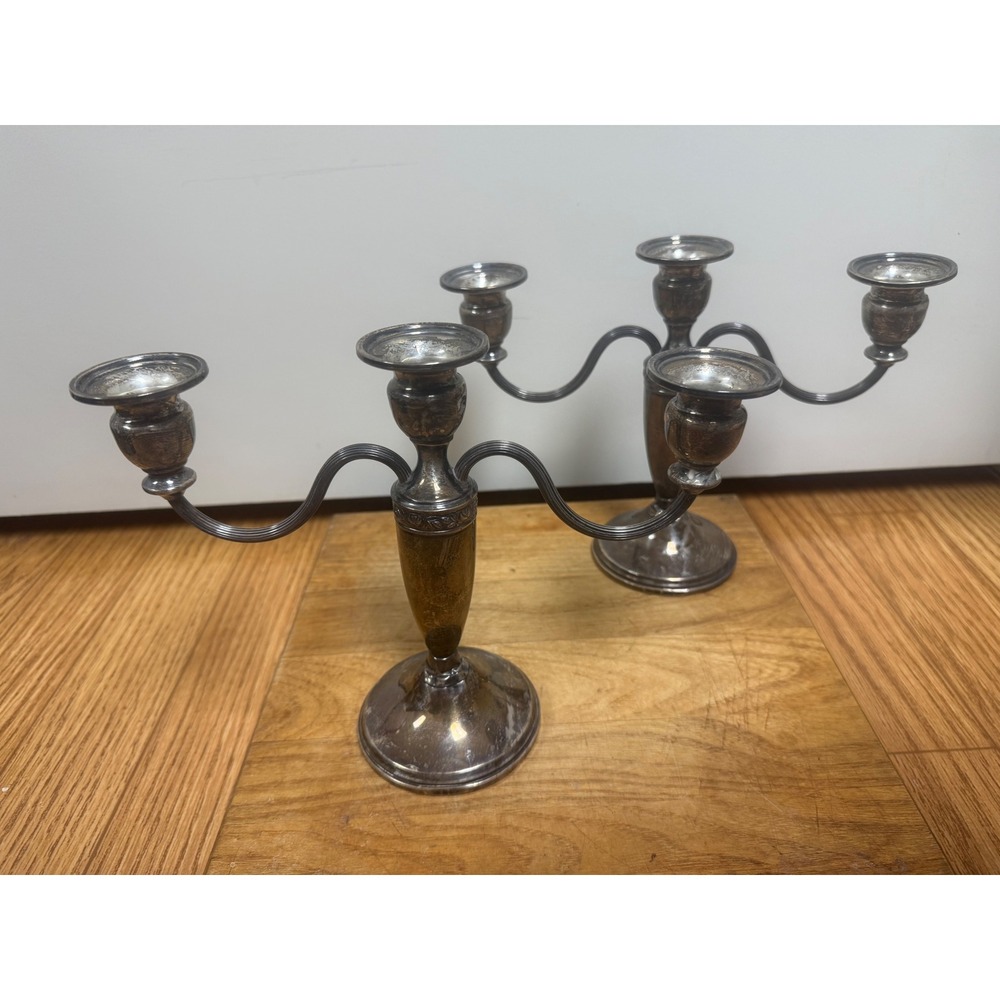 Vintage Mueck-Cary Weighted Sterling Silver 3-Light Candelabra – Matching Pair